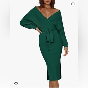 V-neck midi sweater dress